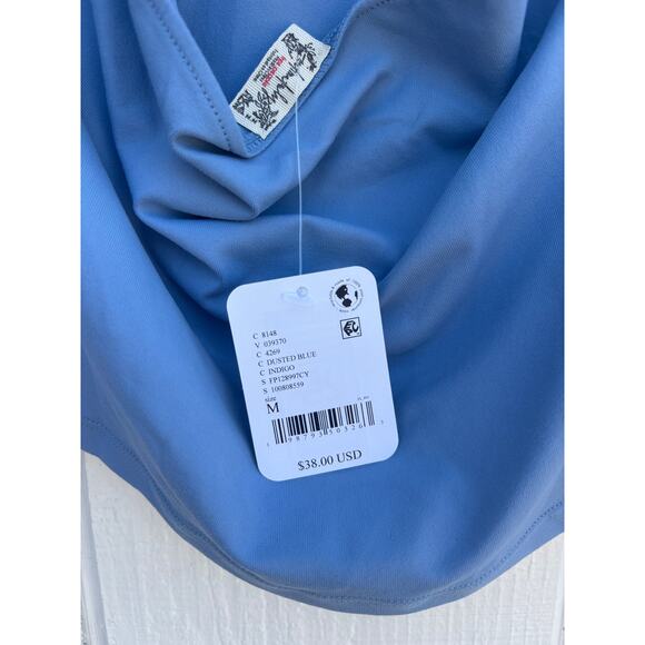 NWT Free People Intimately Still Here Halter Cami, Dusted Blue, Sz M - Picture 4 of 4